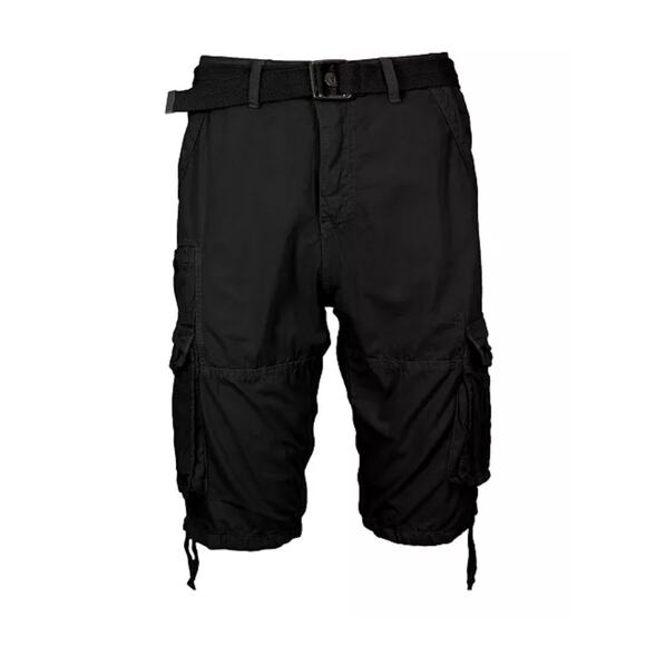 Blu Rock Men's Vintage-Like Cotton Cargo Belted Shorts Black Size 36 - Picture 2 of 6